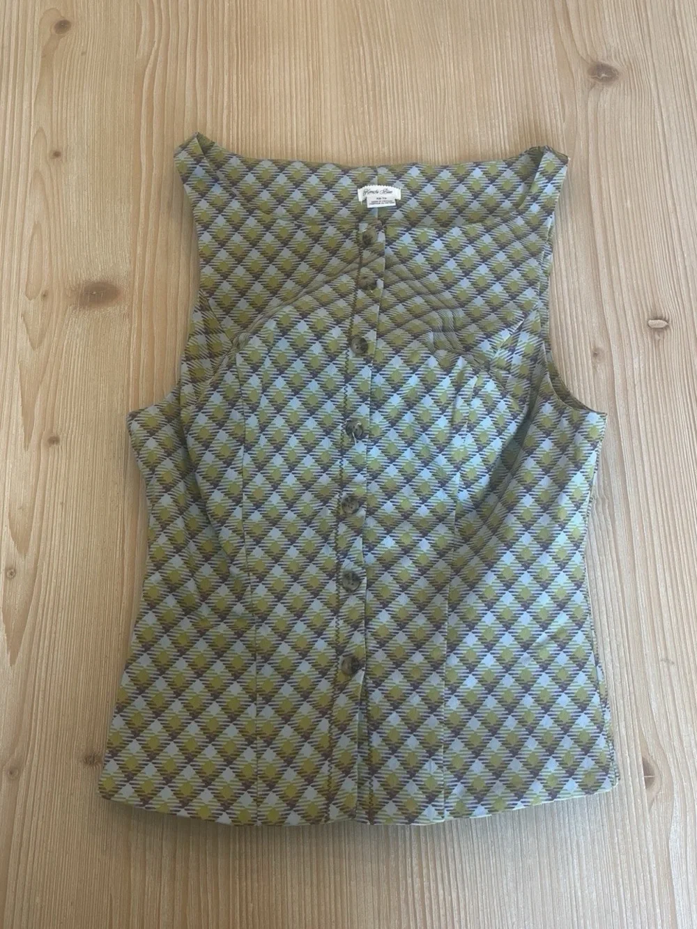 Girls Quilted Two-Piece Vest & Skirt Set in Green Plaid